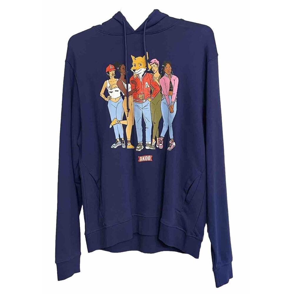 Akoo Hoodie Graphic Pullover Fox & Friends‎ Mens XLarge New